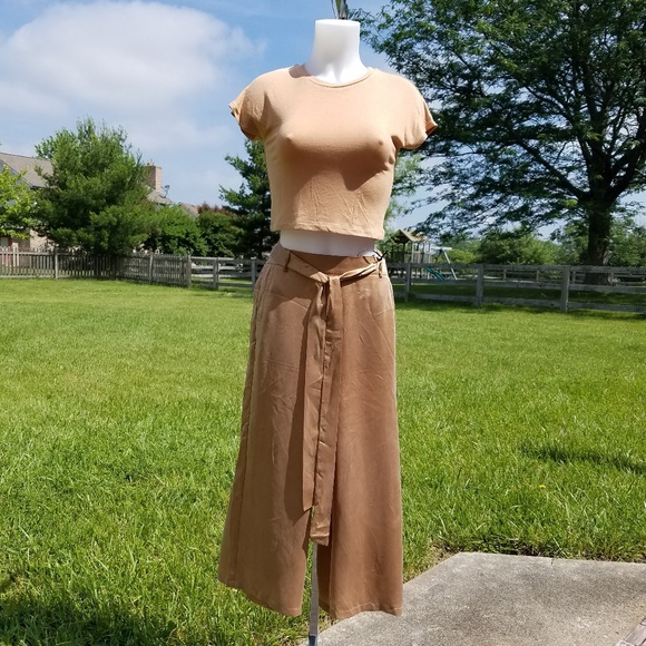 Satin Type Cropped Wide Leg Trousers Sz UK10/ US8 - Picture 3 of 4